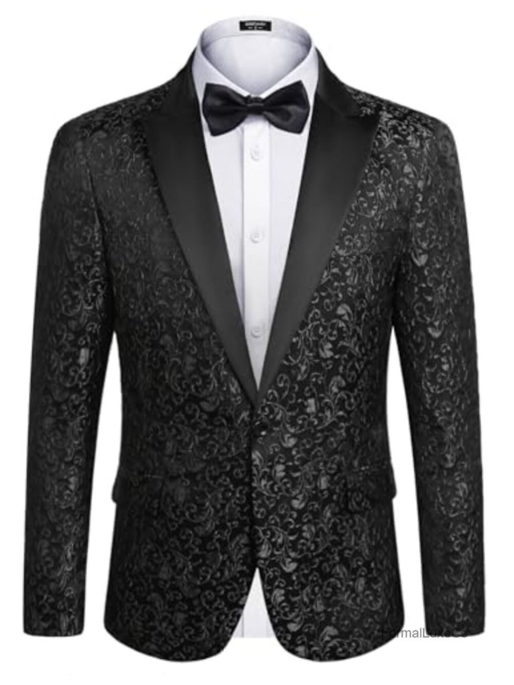 Men's Floral Jacquard Tuxedo Blazer One Button Party Prom Wedding Suit Jacket